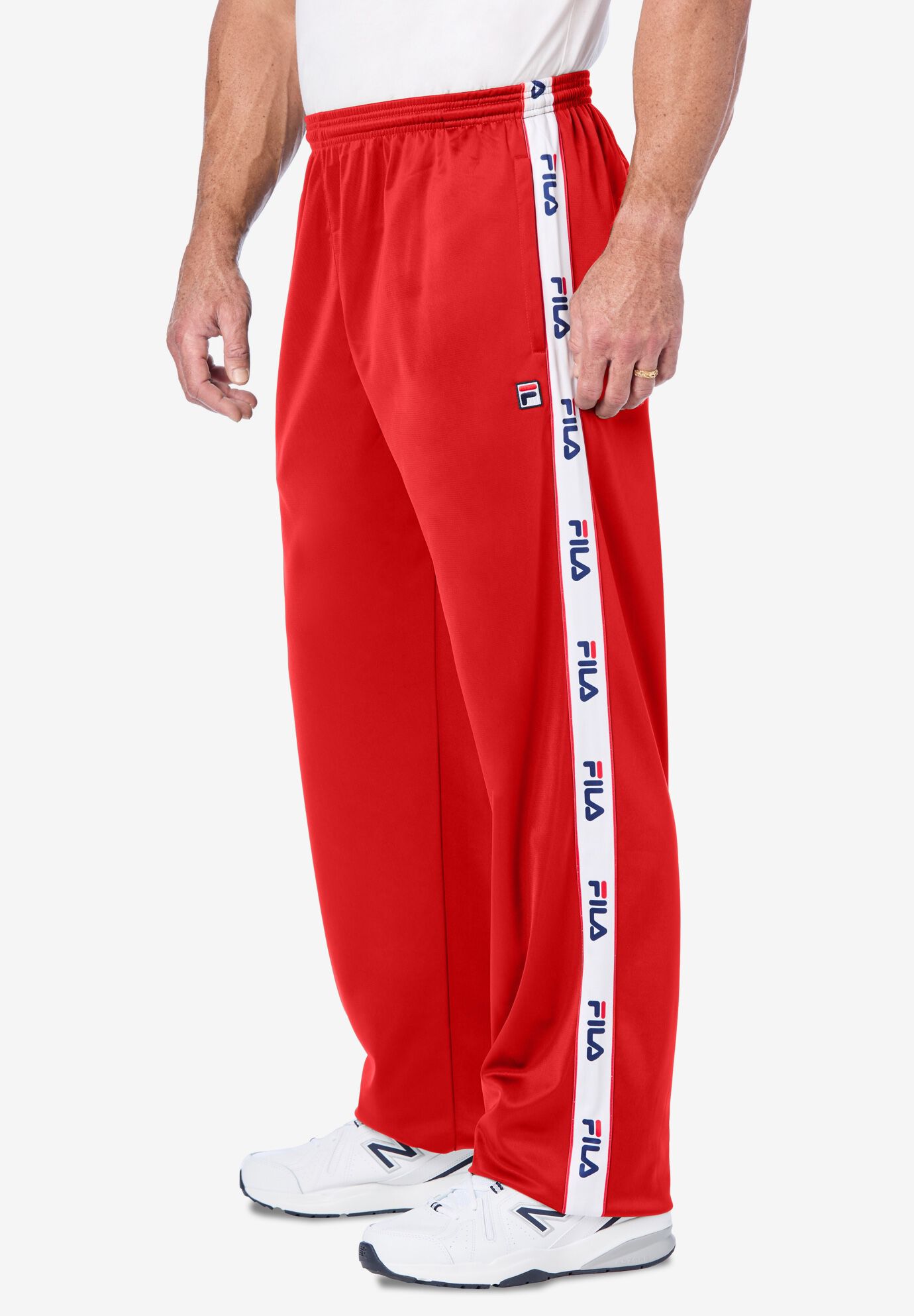 Fila® Logo Track Pants - Relaxed Fit, Red | King Size