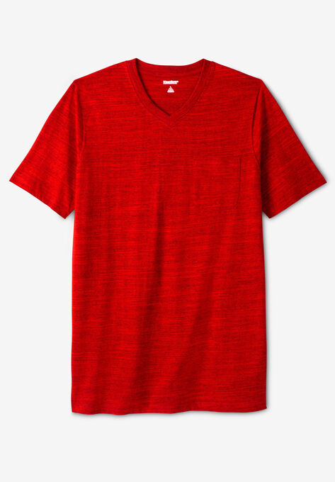 Shrink-Less™ Lightweight Longer-Length V-neck T-shirt, RED MARL, hi-res image number null