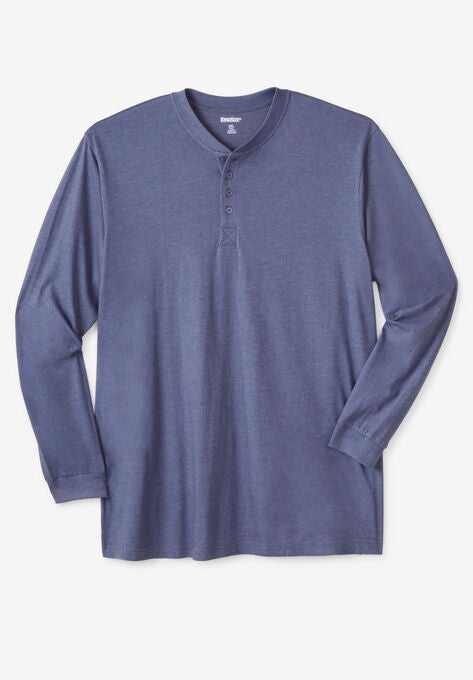 Lightweight Long Sleeve Henley, HEATHER SLATE BLUE, hi-res image number null