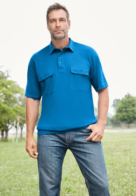Jersey Double Pocket Banded Bottom Polo, , alternate image number null