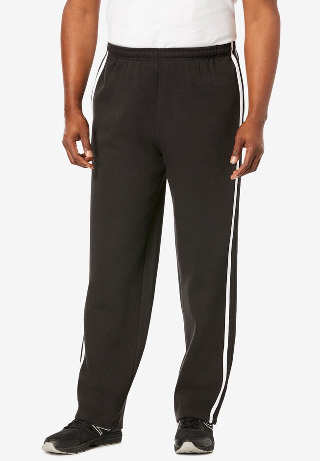 Side Stripe Fleece Sweatpants, BLACK, hi-res image number null