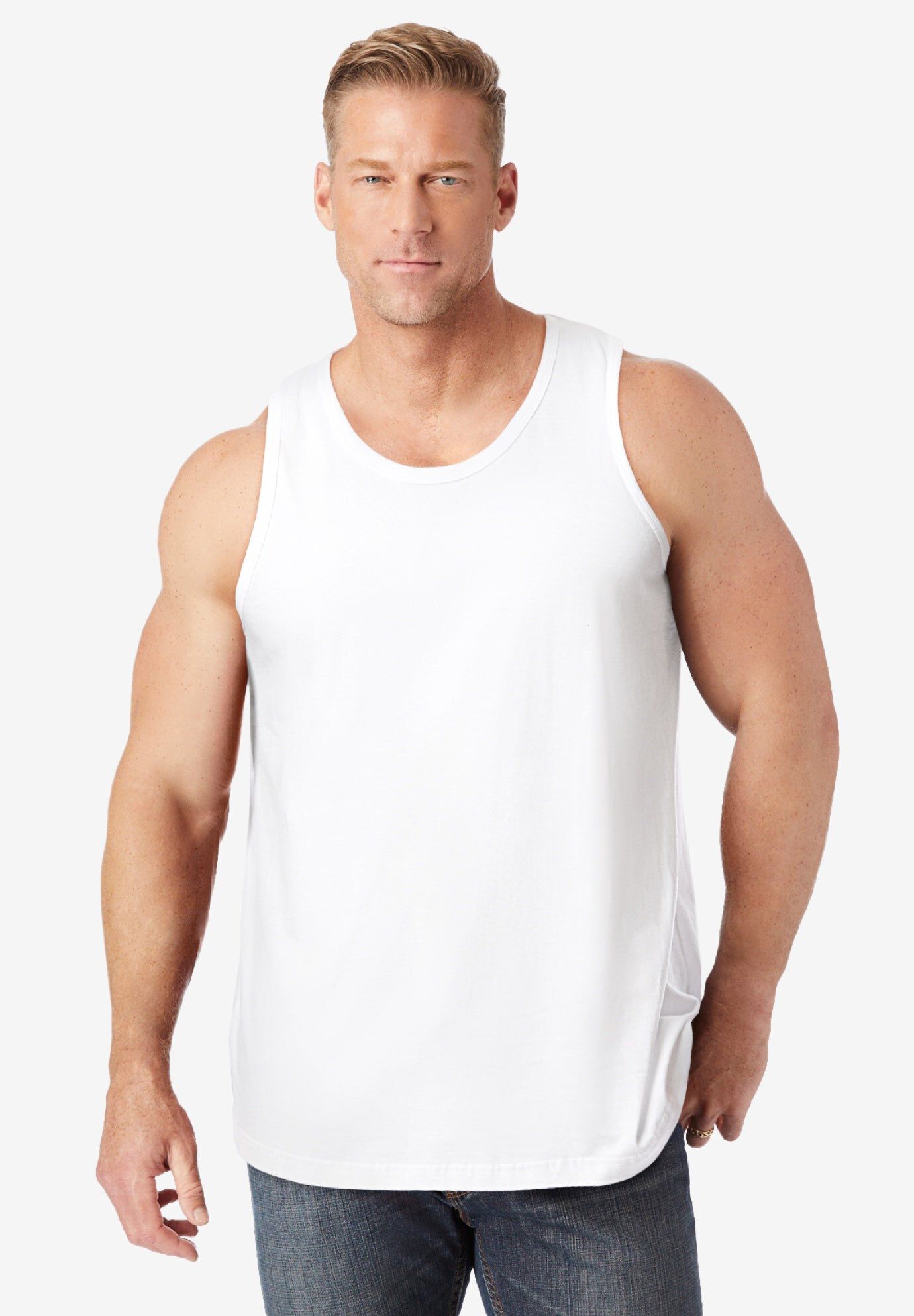 Shrink-Less™ Lightweight Tank - Relaxed Fit, White | King Size