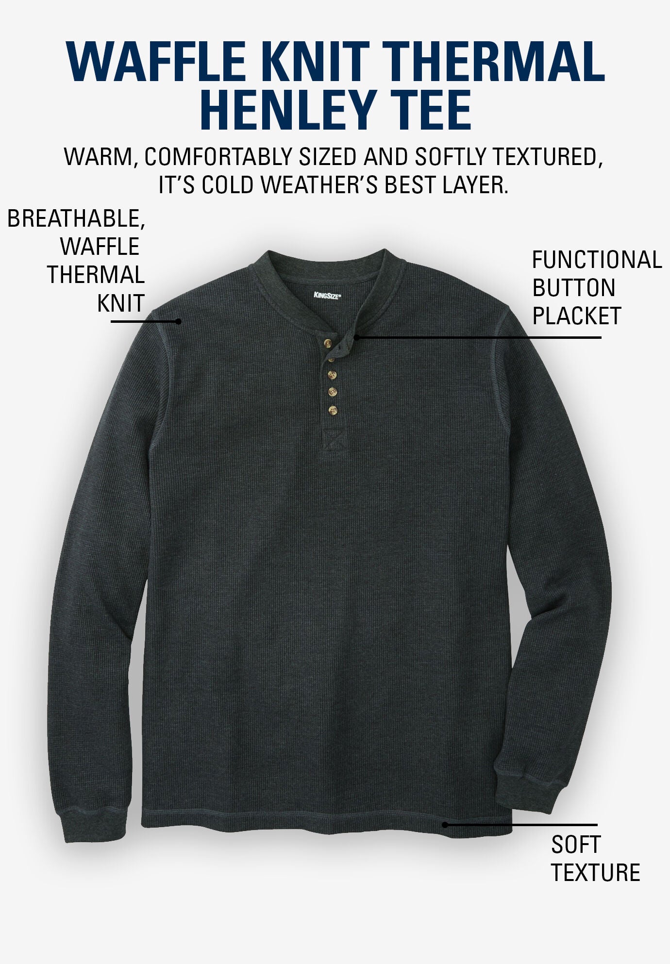 Men's waffle knit shop thermal henley shirt