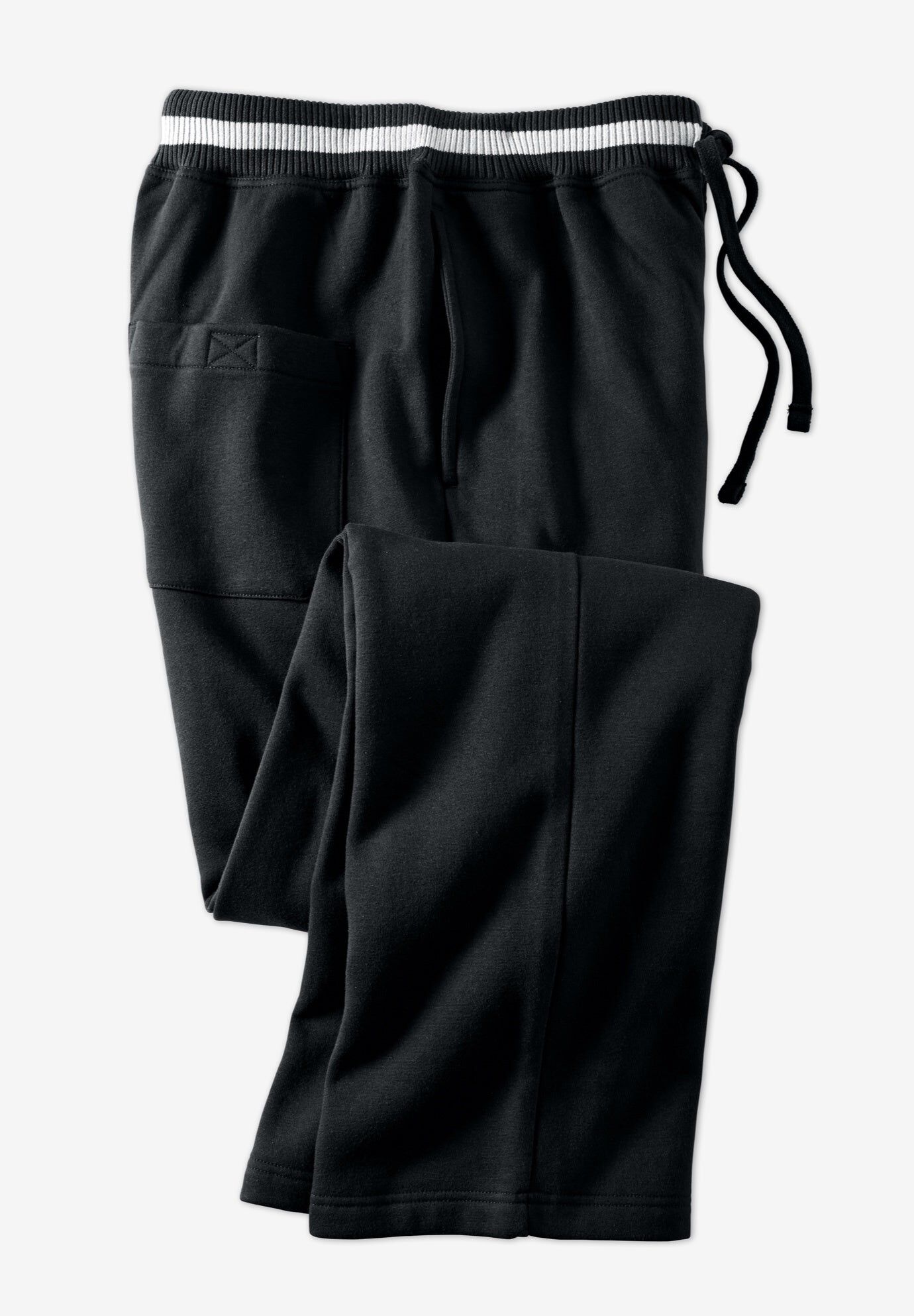 Fleece Open Bottom Pants Coaches Collection, Black Stripe King Size