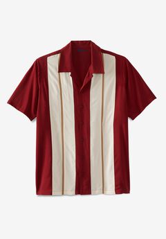 Short-Sleeve Colorblock Rayon Shirt, 