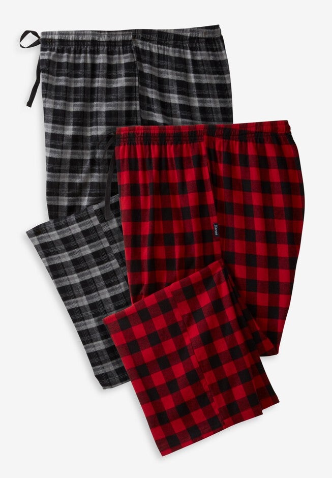 Hanes® Flannel Pajama Pants 2-Pack, RED BLACK PLAID, hi-res image number null