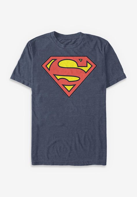 Superman Logo Graphic Tee, NAVY HEATHER, hi-res image number null