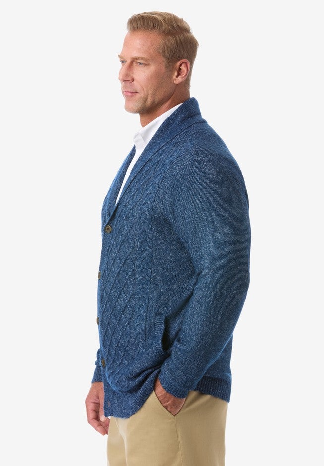 Soft Cable Knit Shawl Collar Cardigan, , alternate image number null