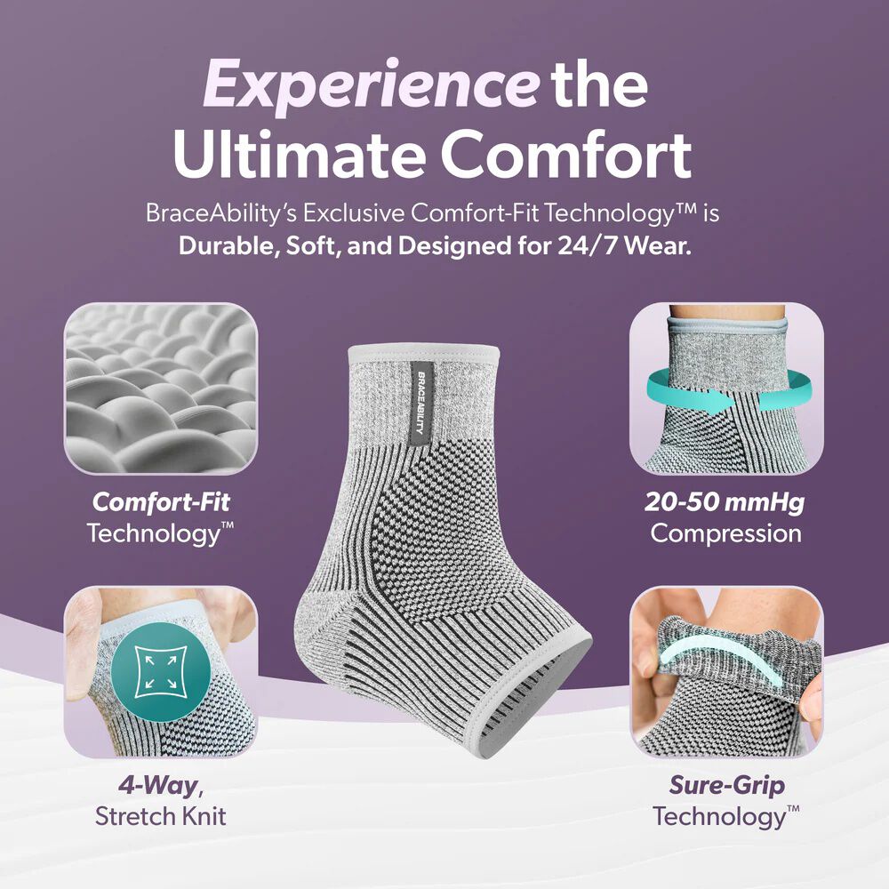 Comfort Ankle Compression Sleeve, GRAY, alternate image number 2