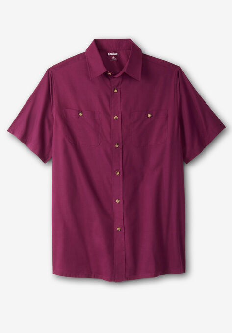Short-Sleeve Pocket Sport Shirt, DARK MAGENTA, hi-res image number null