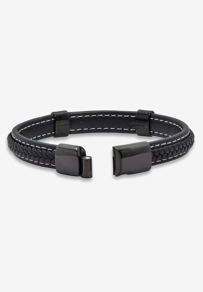 Men'S Natural Black Onyx Black Ruthenium-Plated Magnetic Bracelet 9-Inch, , on-hover image number 1