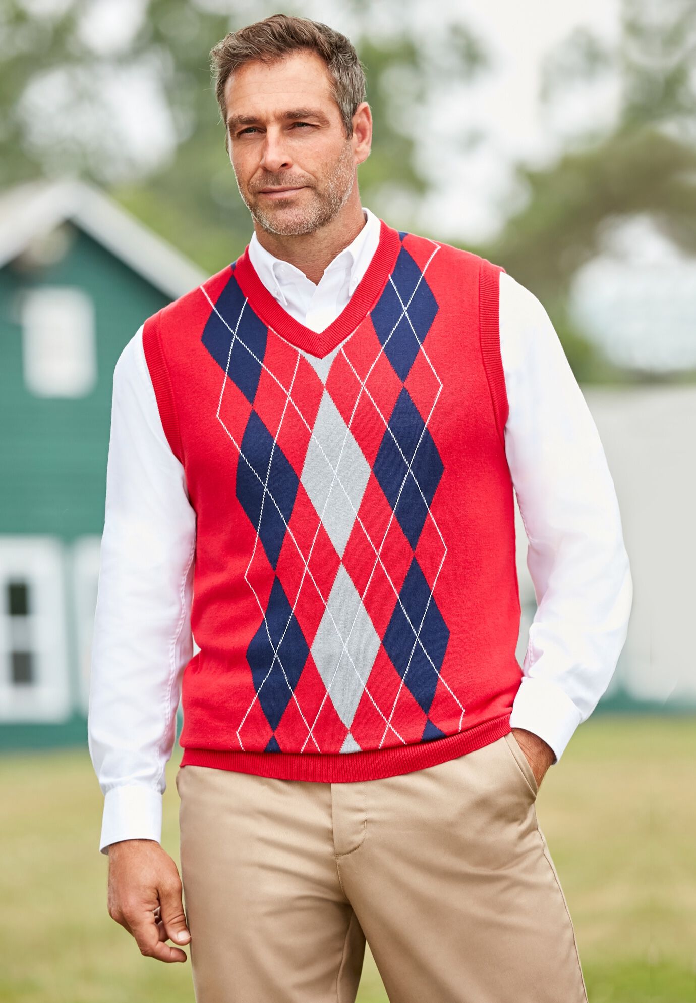 V Neck Argyle Sweater Vest