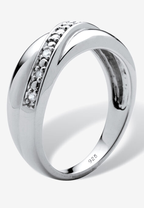 Men's Platinum over Sterling Silver Diamond Wedding Band Ring, , on-hover image number null