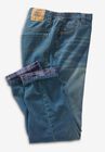 Flannel-Lined Side-Elastic Jeans, , alternate image number null