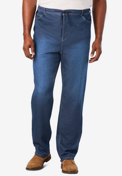 5-Pocket Relaxed Fit Denim Sweatpants, STONEWASH, hi-res image number null