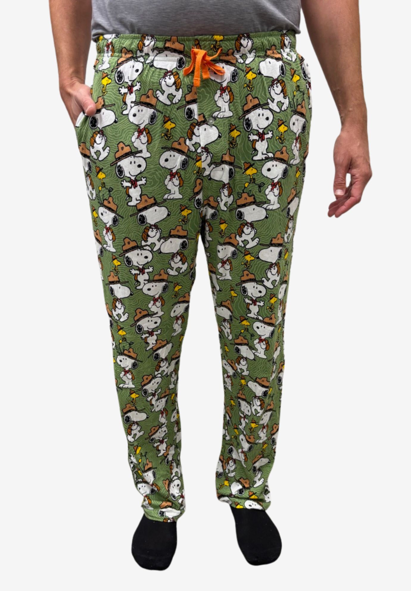 Peanuts Snoopy Pajama Pants Beagle Scout Camping Lounge Wear Sleepwear, GREEN, hi-res image number 0