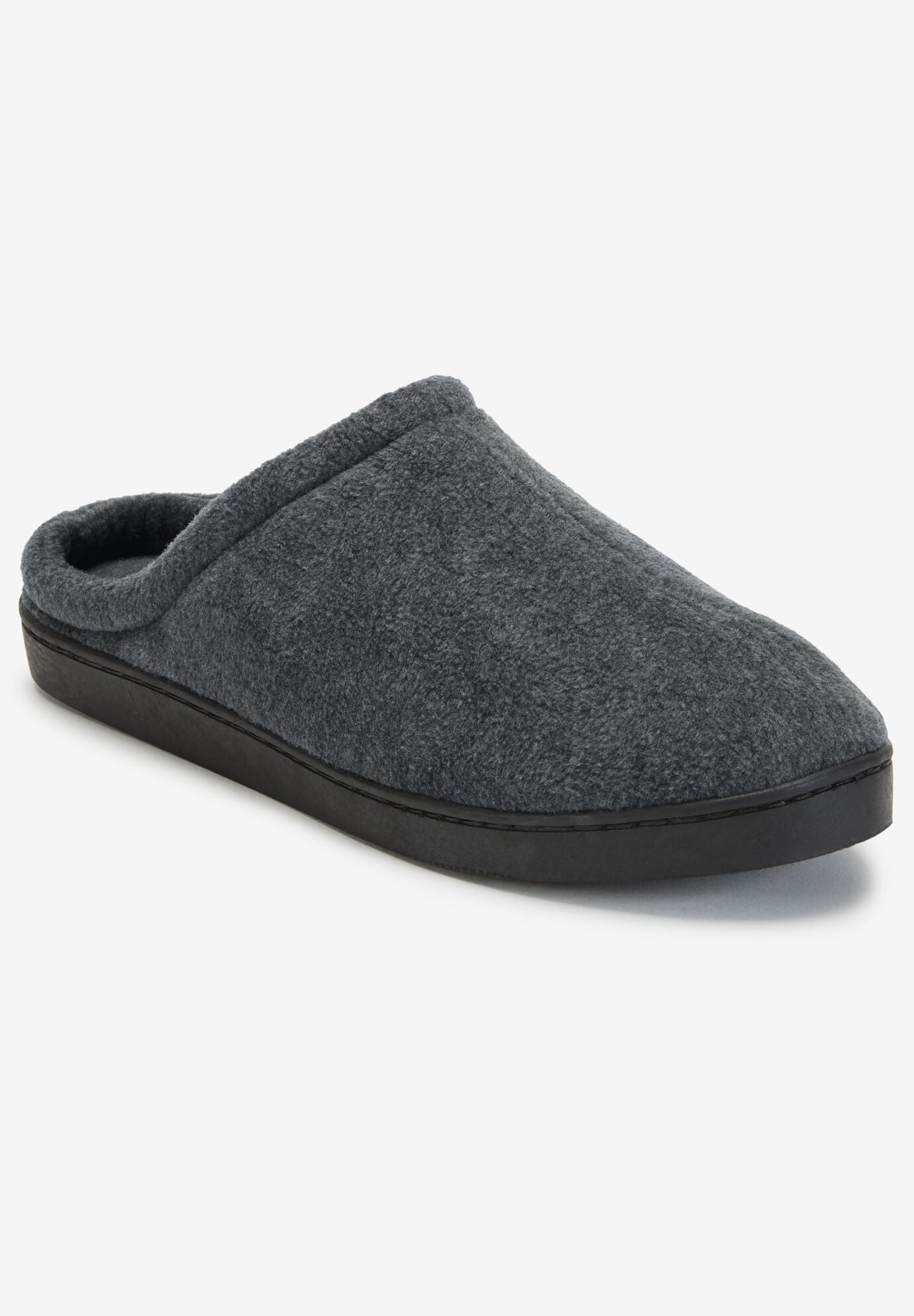Wide Width Men's Fleece Clog Slippers by KingSize in Charcoal (Size 11 W)