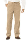 Six-Wale Corduroy Plain Front Pants, KHAKI, hi-res image number null