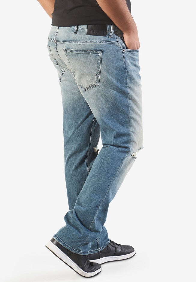 MVP Collections® Slit Knee Straight Leg Jeans, , on-hover image number null