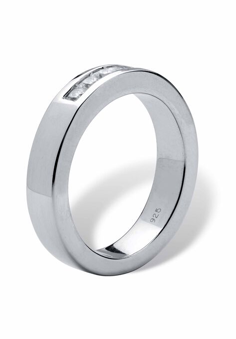 Platinum Over Sterling Silver Cubic Zirconia Wedding Ring, , on-hover image number null