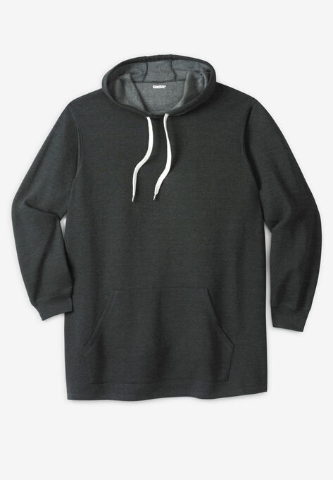 Fleece longer-length pullover hoodie, HEATHER CHARCOAL, hi-res image number null