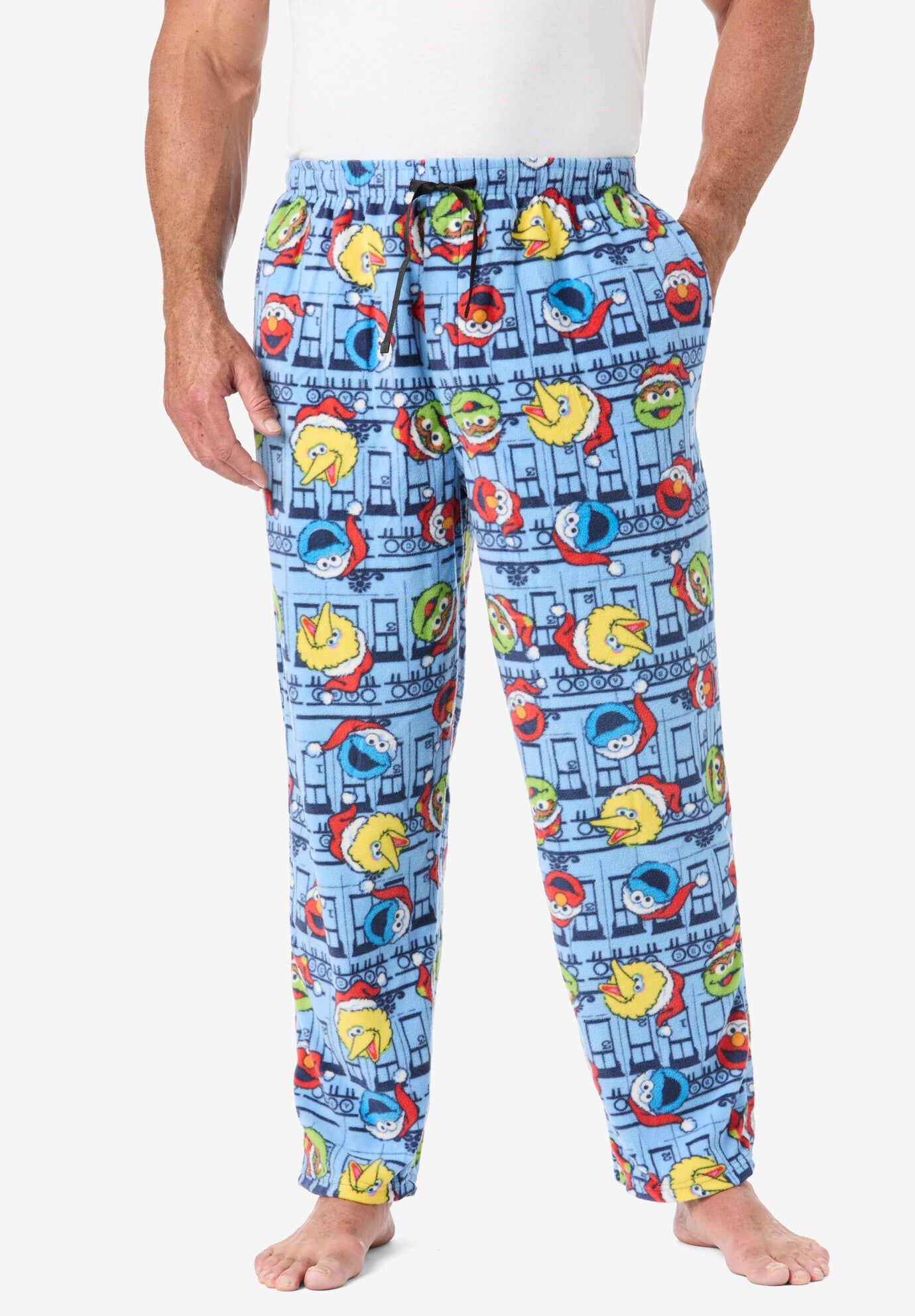 Microfleece holiday pajama pants, CHRISTMAS SESAME FRIENDS, hi-res image number 0