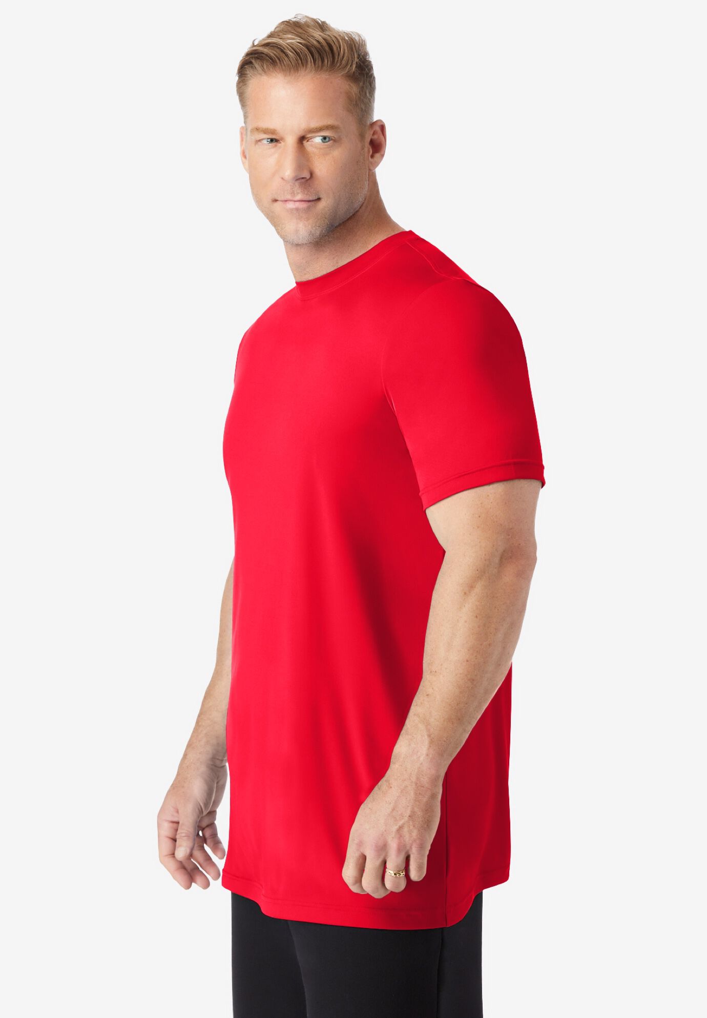 No Sweat Longer-Length Short Sleeve Crewneck Tee, ELECTRIC PINK, alternate image number 2