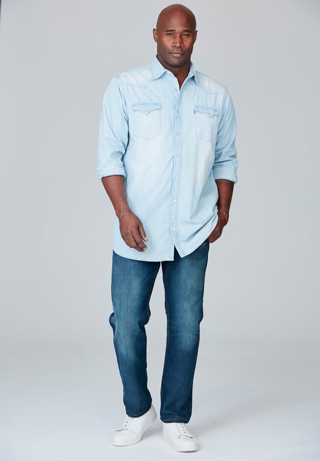 Long-Sleeve Denim Western Shirt, , alternate image number 1