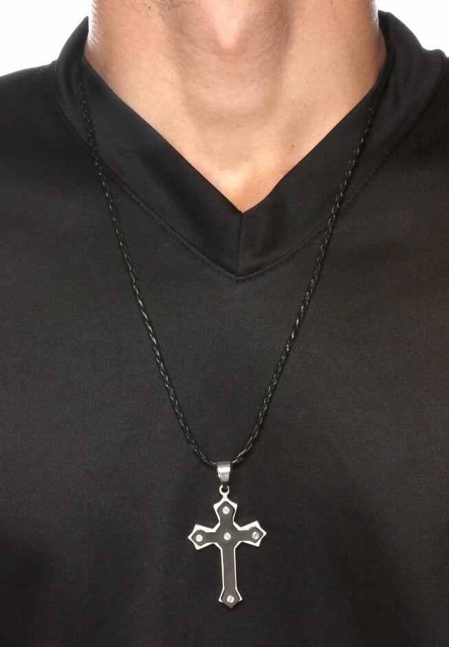 Cross Pendant Cord Necklace , , alternate image number null