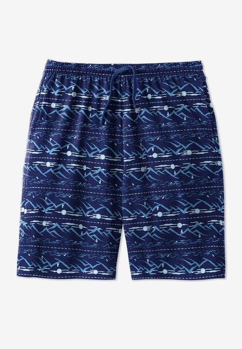 Cotton Jersey Pajama Shorts, MIDNIGHT MOON, hi-res image number null