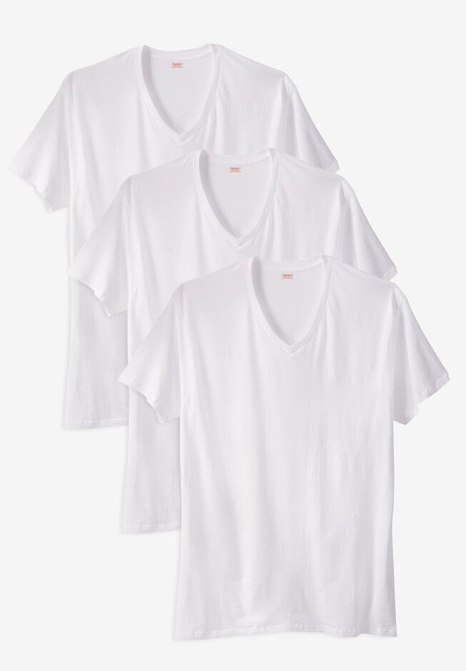 Hanes Stretch Cotton 3-pack V-Neck Undershirt, WHITE, hi-res image number 0