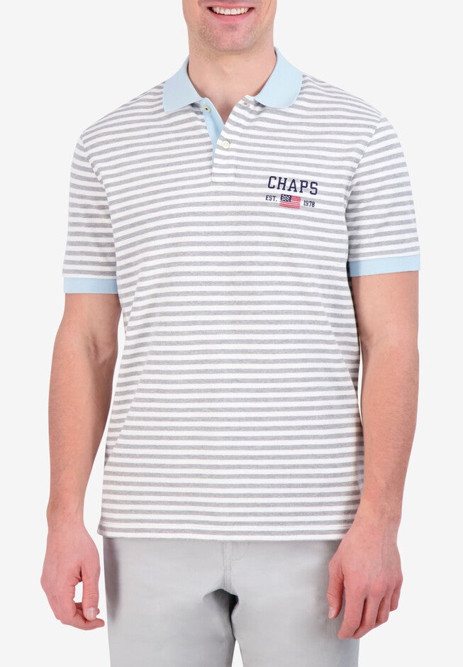 Chaps® EVERYDAY PIQUE POLO NOVELTY, LIGHT GREY HEATHER, hi-res image number null