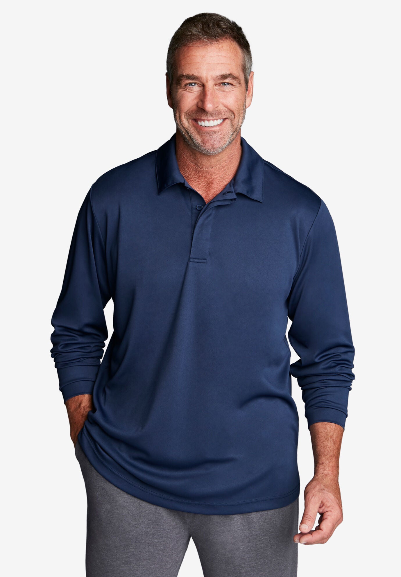 No Sweat Long Sleeve Polo, , alternate image number 2