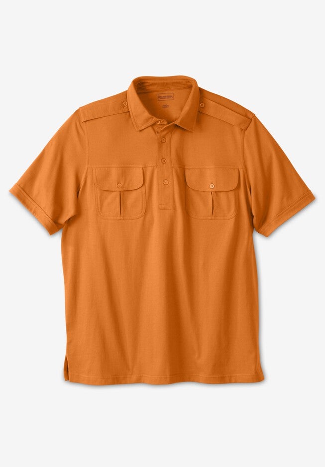 Heavyweight Short-Sleeve Pilot Polo Shirt, RUSTY ORANGE, hi-res image number 0