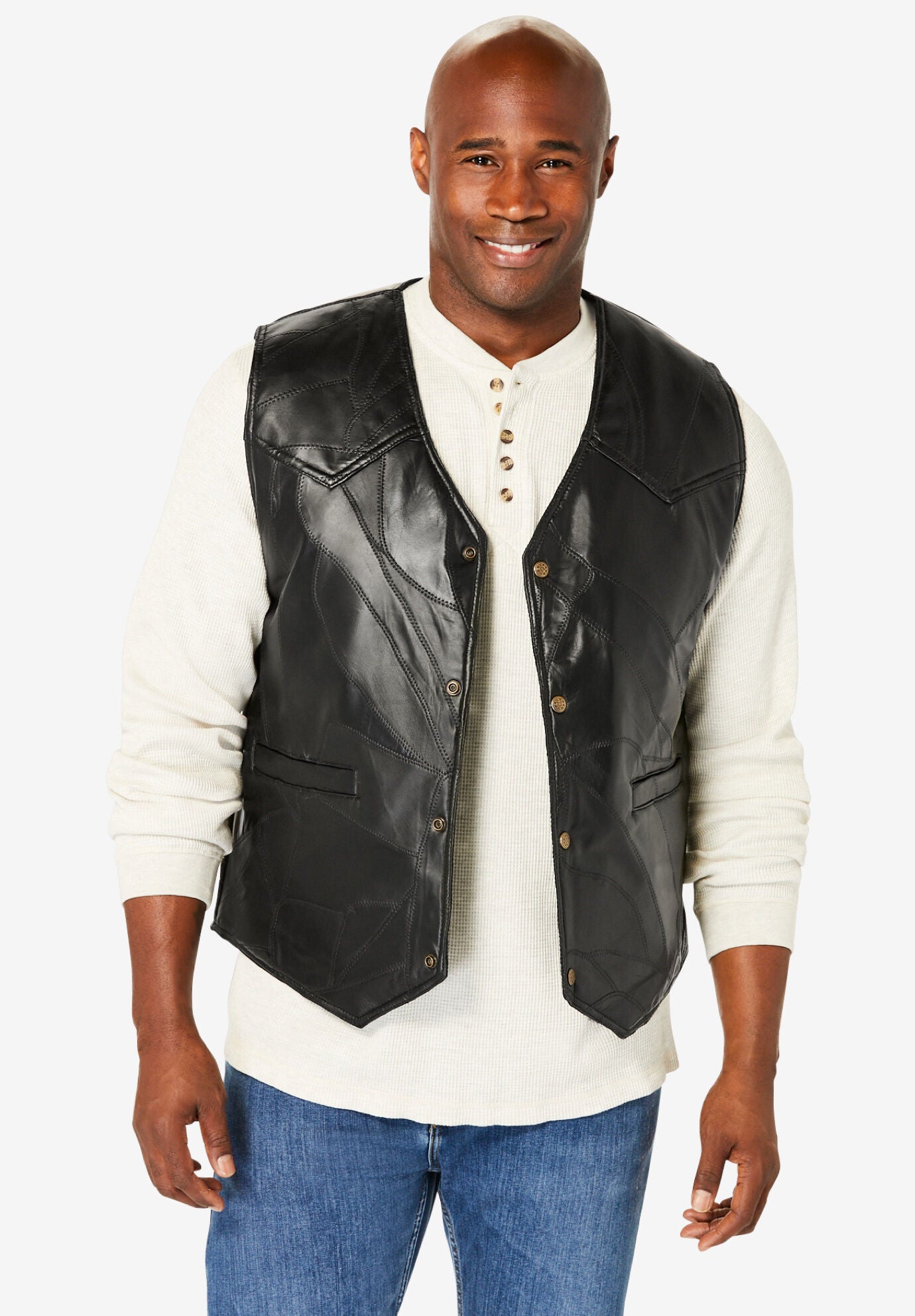 Embossed Leather Vest with Western Details 4393744 King Size