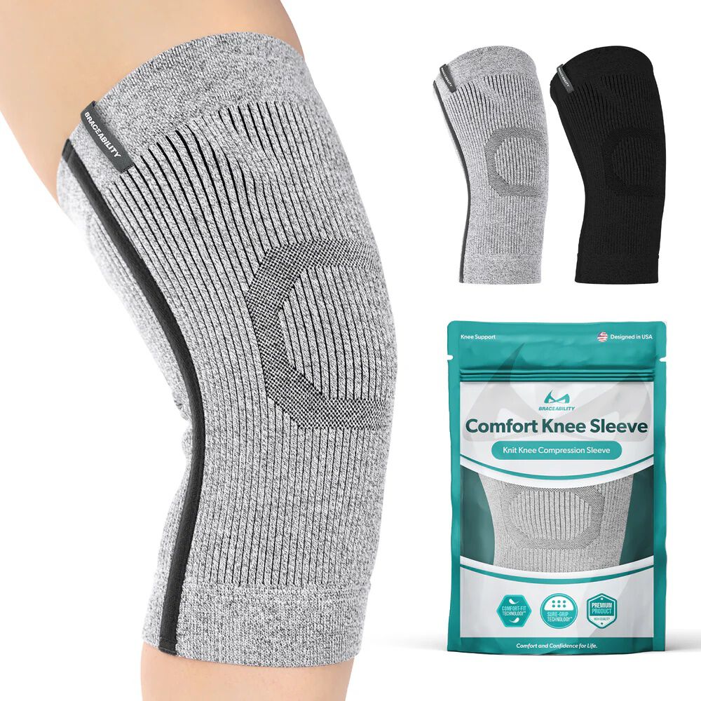 Comfort Knee Compression Sleeve, GRAY, hi-res image number 0