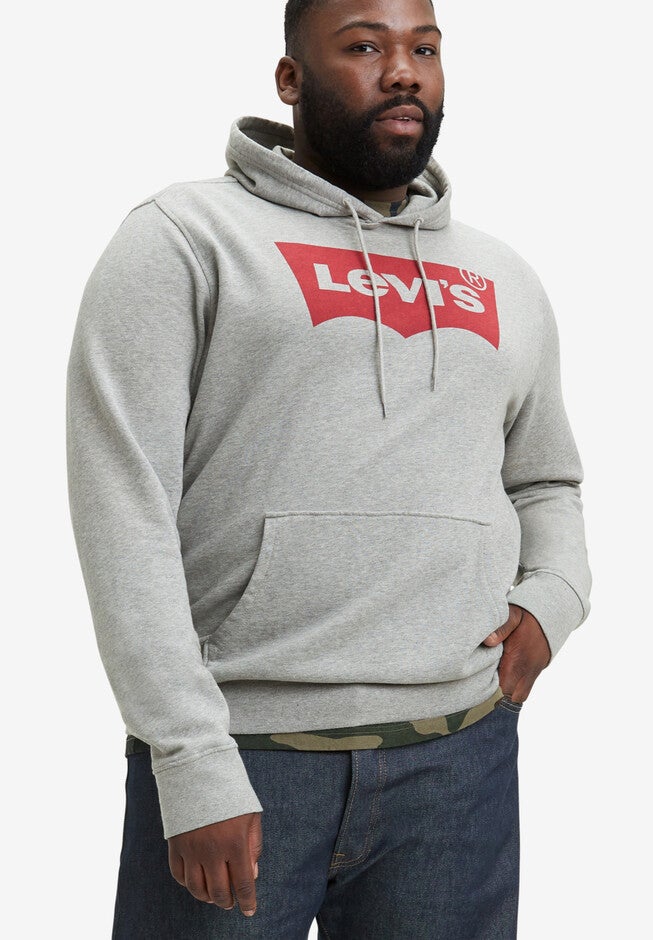 Levi's® LOGO PULLOVER FLEECE HOODIE, HEATHER GREY, hi-res image number 0