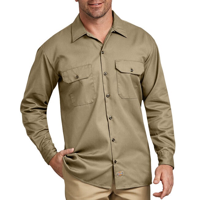 Long Sleeve Work Shirt, KHAKI, hi-res image number 0
