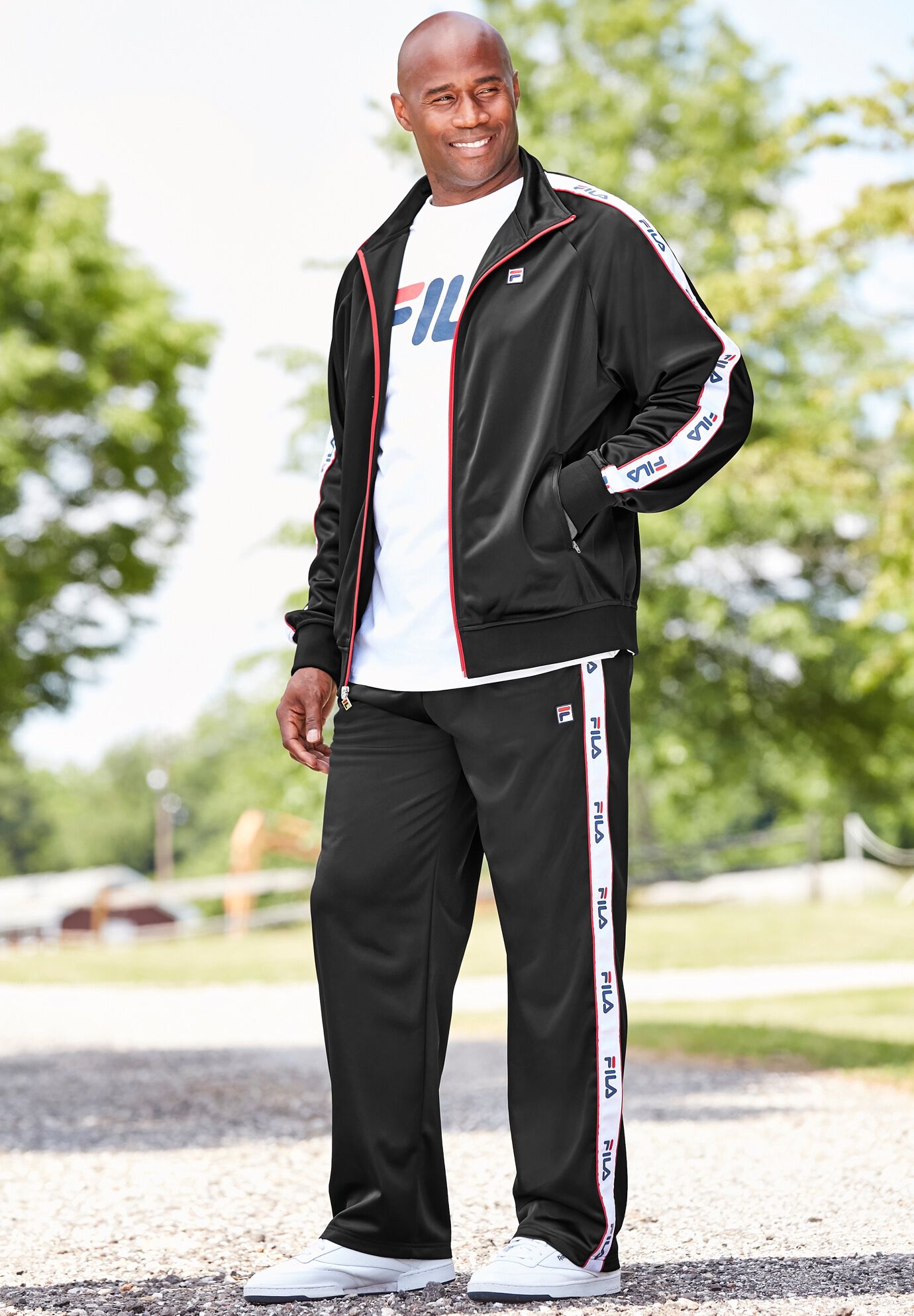 Fila® Logo Track Pants - Relaxed Fit, Red | King Size