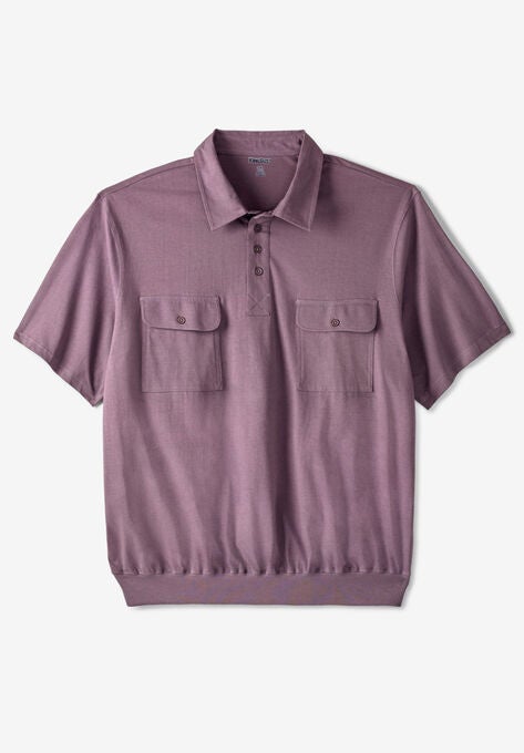 Jersey Double Pocket Banded Bottom Polo, DUSTY PLUM, hi-res image number null