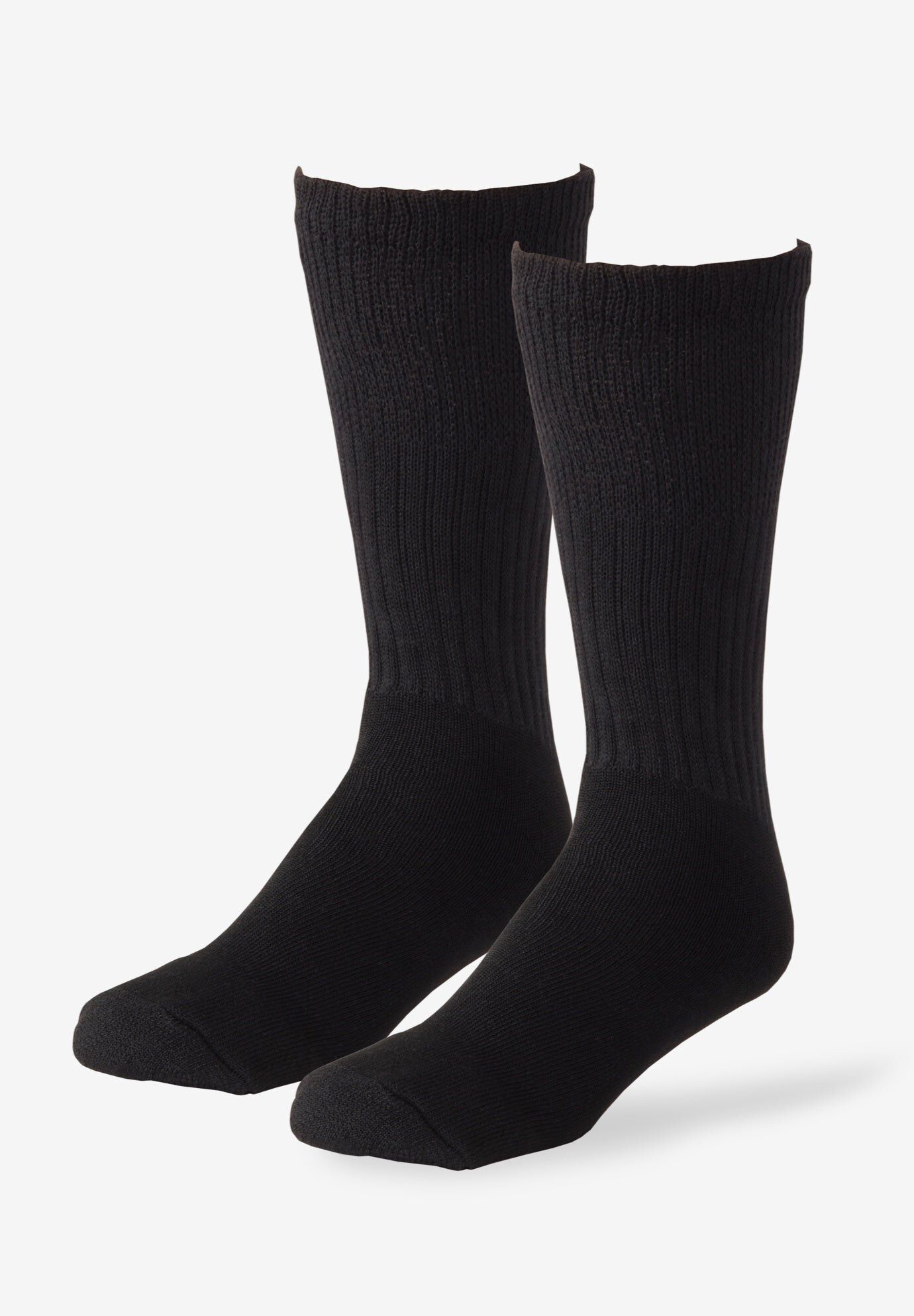 Diabetic Crew-Length Sock 2-Pack, BLACK, hi-res image number 0