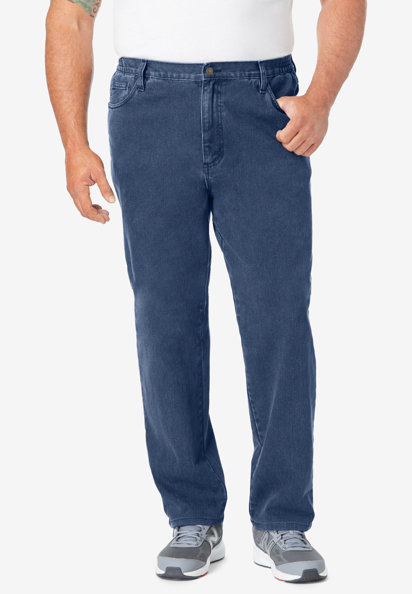 Straight Fit Stretch 5 Pocket Jeans Men s Denim Stonewash