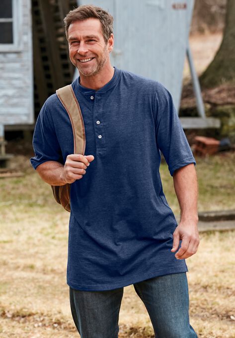 Boulder Creek® Heavyweight Longer-Length Short-Sleeve Henley Shirt, , alternate image number null