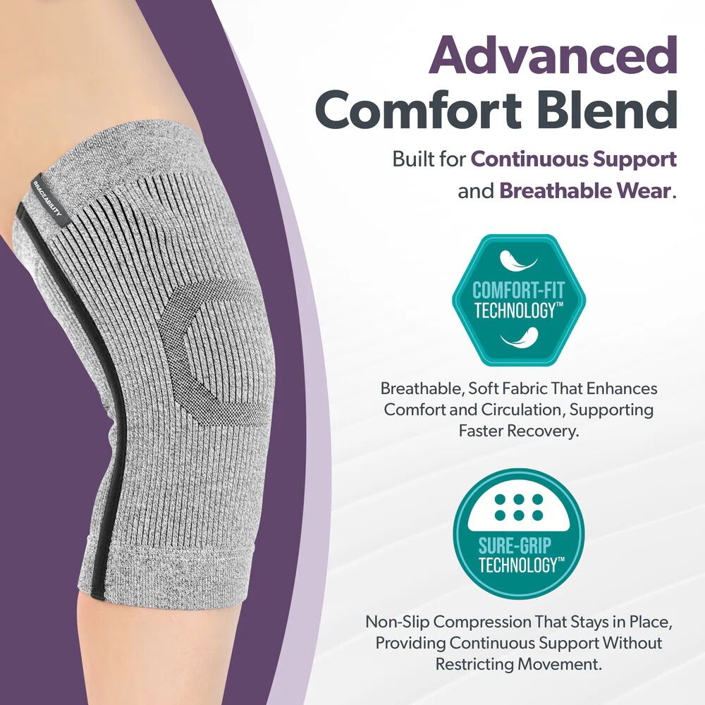 Comfort Knee Compression Sleeve, BLACK, alternate image number 4