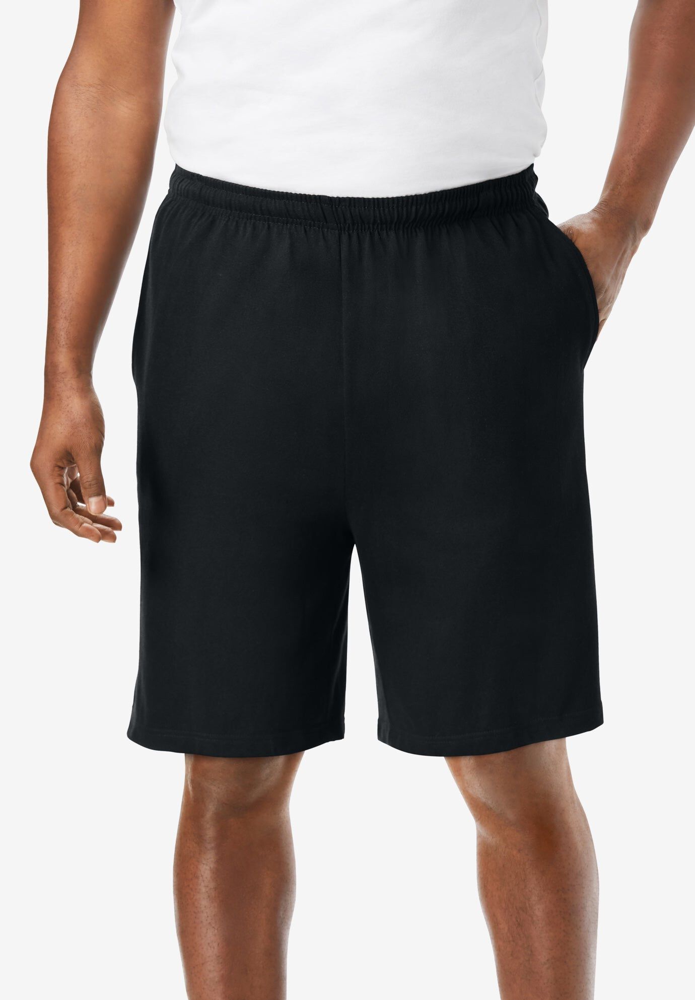 Relaxed Fit Lightweight Jersey Shorts, Black King Size