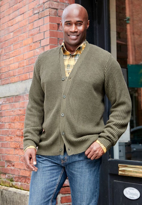 Shaker Knit V-Neck Cardigan Sweater, , alternate image number null