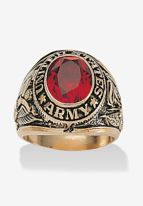 Gold-Plated Ruby United States Army Ring, RUBY, hi-res image number null
