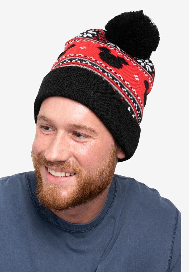 Men's Mickey Mouse Knit Beanie Hat & Touch Screen Gloves 2-Piece Set, BLACK, alternate image number 5