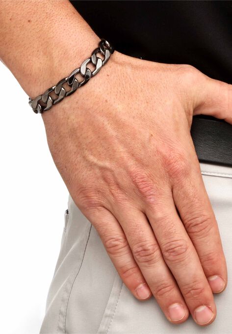 Black Ruthenium-Plated Curb-Link Bracelet 10", , alternate image number null