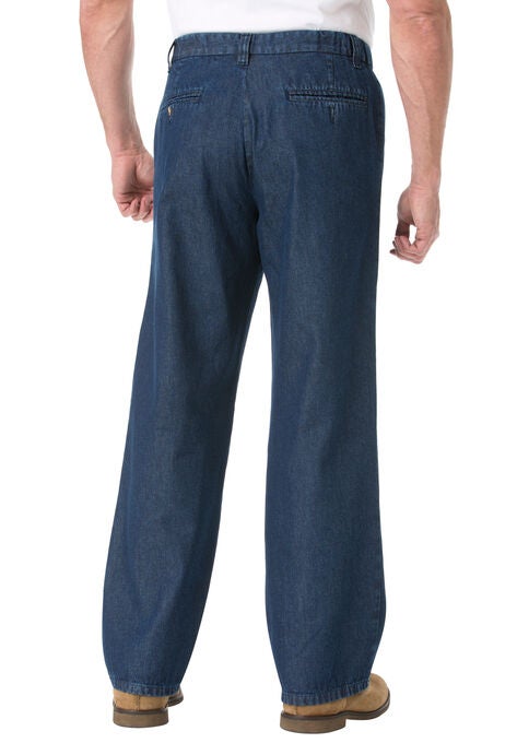 Relaxed Fit Comfort Waist Pleat-Front Expandable Jeans, , on-hover image number null